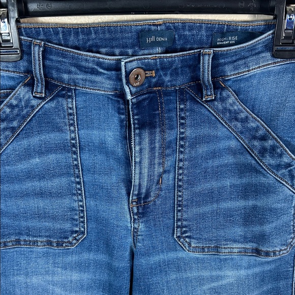 J. Jill High Rise Straight Denim Jeans Size 4 Cuffed Detail - Picture 3 of 5